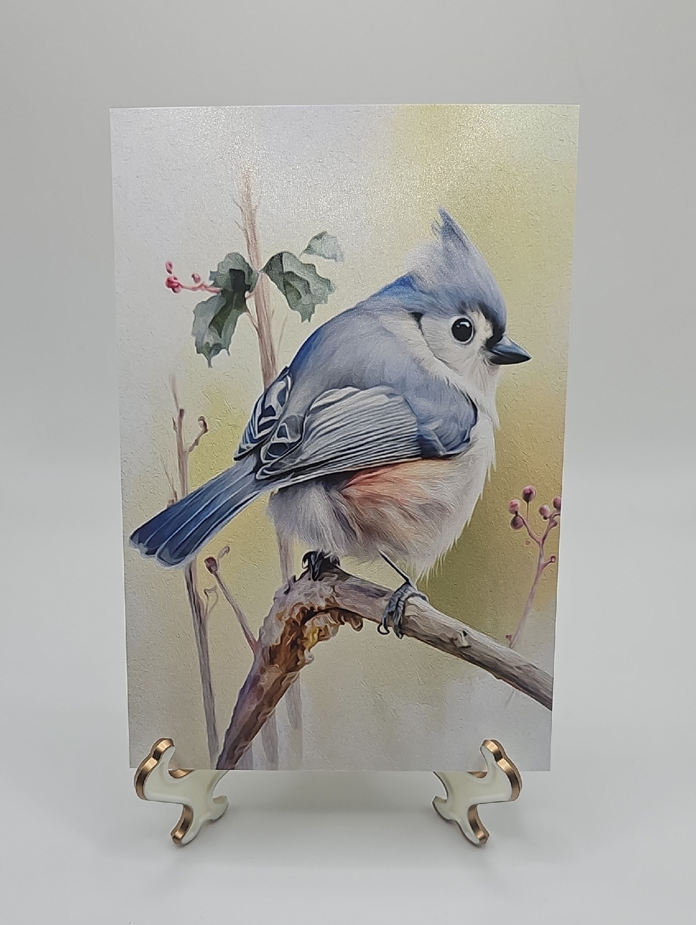 4x6 Tufted Titmouse Bird Fantasy Art Print‎